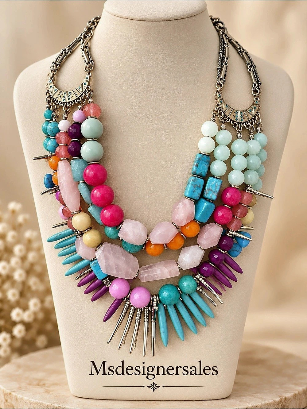 Multicolor Statement Bib Necklace Like New 190
